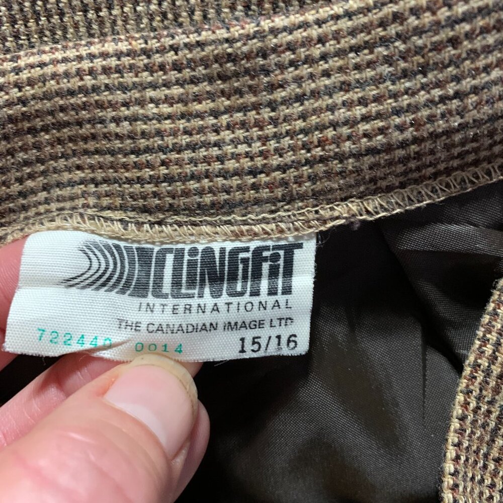 Vintage 60s 70s Tweed Wool Blend Blazer Midi Skirt 2 Piece Mod Retro Set - Picture 8 of 16